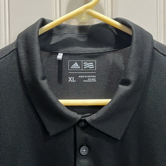 Adidas Polo Shirt Men’s XL Charcoal and Black Striped in Front - Picture 2 of 4